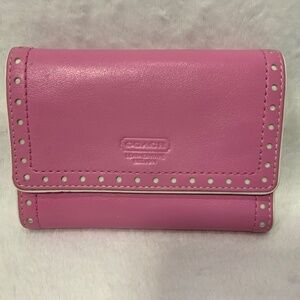 Vintage Coach Pink Smooth Leather Bifold Coin & 8 Card Wallet Rare